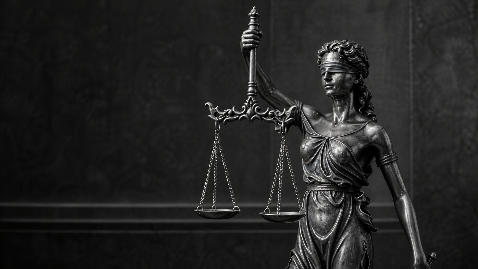 Escultura de la Justicia sosteniendo una balanza